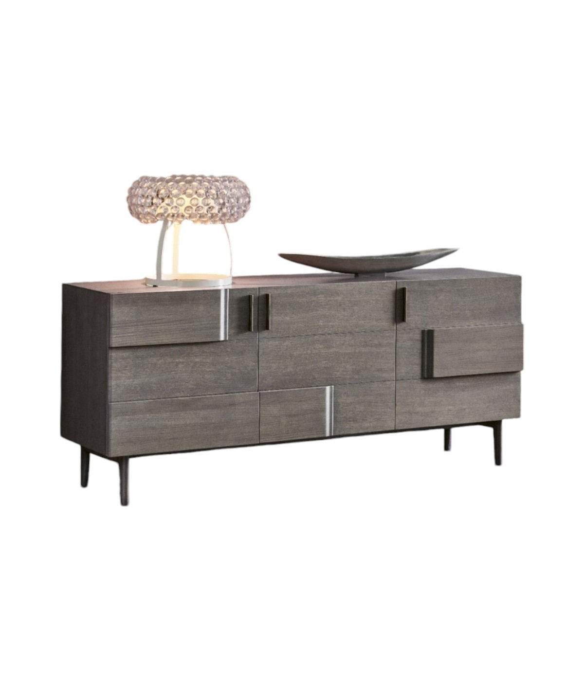 MOBILI 2G - Credenza madia 3 porte legno rovere grigio 180X53X81 VISTA FRONTALE
