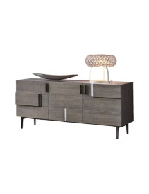 MOBILI 2G - Credenza madia 3 porte legno rovere grigio 180X53X81 VISTA FRONTALE