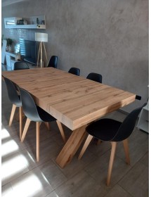 TAVOLO RETTANGOLARE A CROCE ALLUNGABILE IN ROVERE NODATO NOBILITATO L.160 P.90 H.76 (1683)