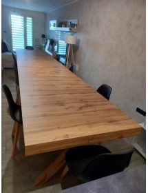 TAVOLO RETTANGOLARE A CROCE ALLUNGABILE IN ROVERE NODATO NOBILITATO L.160 P.90 H.76 (1683)