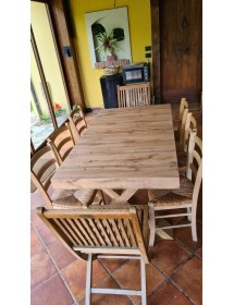 TAVOLO RETTANGOLARE A CROCE ALLUNGABILE IN ROVERE NODATO NOBILITATO L.160 P.90 H.76 (1683)