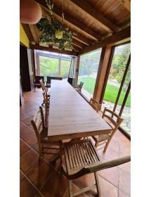 TAVOLO RETTANGOLARE A CROCE ALLUNGABILE IN ROVERE NODATO NOBILITATO L.160 P.90 H.76 (1683)