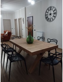 TAVOLO RETTANGOLARE A CROCE ALLUNGABILE IN ROVERE NODATO NOBILITATO L.160 P.90 H.76 (1683)