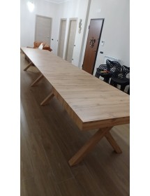 TAVOLO RETTANGOLARE A CROCE ALLUNGABILE IN ROVERE NODATO NOBILITATO L.160 P.90 H.76 (1683)