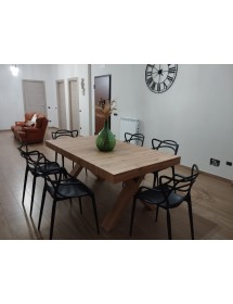 TAVOLO RETTANGOLARE A CROCE ALLUNGABILE IN ROVERE NODATO NOBILITATO L.160 P.90 H.76 (1683)