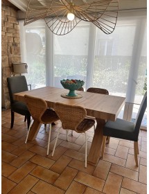 TAVOLO RETTANGOLARE A CROCE ALLUNGABILE IN ROVERE NODATO NOBILITATO L.160 P.90 H.76 (1683)