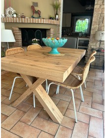 TAVOLO RETTANGOLARE A CROCE ALLUNGABILE IN ROVERE NODATO NOBILITATO L.160 P.90 H.76 (1683)