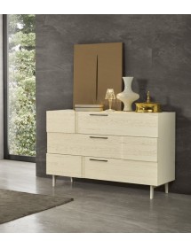 MOBILI 2G - Cassettiera 3 cassetti legno rovere burro patinato nocciola 130x55x90 VISTA FRONTALE