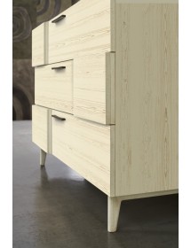 MOBILI 2G - Cassettiera 3 cassetti legno rovere burro patinato nocciola 130x55x90 VISTA FRONTALE