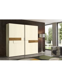 MOBILI 2G - Armadio 2 ante scorrevoli legno rovere burro patinato nocciola 265x63x247 vista frontale