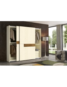 MOBILI 2G - Armadio 2 ante scorrevoli legno rovere burro patinato nocciola 265x63x247 vista frontale