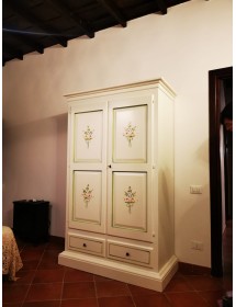 ARMADIO ARTE POVERA 2 PORTE LEGNO BIANCO DECORATO 125X61X200 (504)
