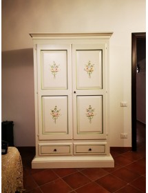 ARMADIO ARTE POVERA 2 PORTE LEGNO BIANCO DECORATO 125X61X200 (504)