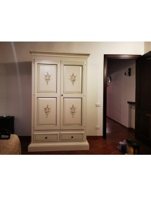 ARMADIO ARTE POVERA 2 PORTE LEGNO BIANCO DECORATO 125X61X200 (504)