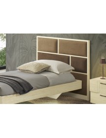 MOBILI 2G - Letto 1 piazza e mezzo imbottito tessuto legno rovere 150X205X110 vista frontale