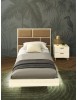 MOBILI 2G - Letto singolo imbottito tessuto legno rovere 120X205X110