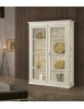 MOBILI 2G - Vetrina classica 2 porte legno bianco invecchiato 145X50X215 VISTA FRONTALE