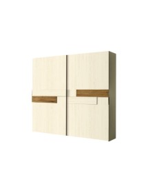 MOBILI 2G - Armadio 2 ante scorrevoli legno rovere burro patinato nocciola 265x63x247 vista frontale