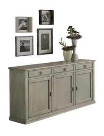 MOBILI 2G - Credenza madia classica 3 porte legno cenere 182X50X99 vista frontale