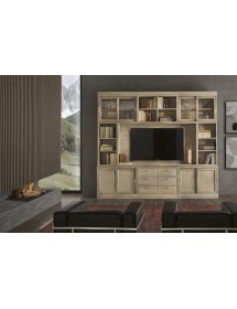 MOBILI 2G - Parete attrezzata porta tv contemporanea legno abete 285x46x255 VISTA FRONTALE