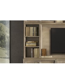MOBILI 2G - Parete attrezzata porta tv contemporanea legno abete 285x46x255 VISTA FRONTALE
