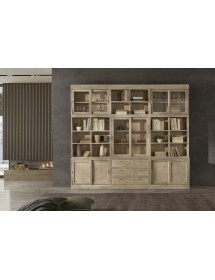 MOBILI 2G - libreria parete attrezzata contemporanea legno abete 285x46x255 vista frontale