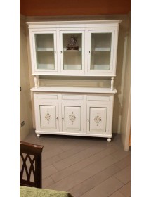 CRISTALLIERA 3 ANTE NAPOLETANA ARTE POVERA BIANCO DECORI L.150 P.43 H.208 (492)