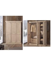 MOBILI 2G - Armadio classico 3 porte cappello dritto legno abete 165x67x218 vista frontale