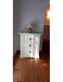 COMODINO IN LEGNO BIANCO CON DECORI 60X35X70h (497)