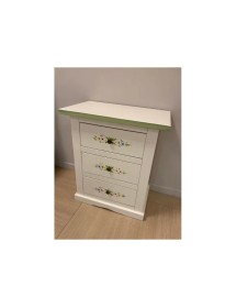 COMODINO IN LEGNO BIANCO CON DECORI 60X35X70h (497)