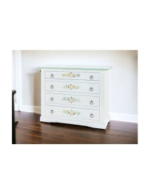 Cassettiera 4 cassetti legno shabby bianco decori 115x50X90 (498)