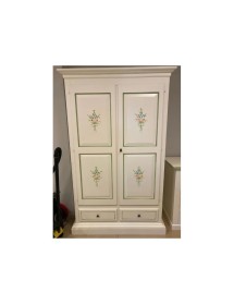 ARMADIO ARTE POVERA 2 PORTE LEGNO BIANCO DECORATO 125X61X200 (504)