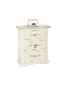 MOBILI 2G - COMODINO IN LEGNO BIANCO CON DECORI 60X35X70h (497)