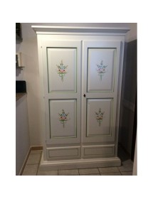 ARMADIO ARTE POVERA 2 PORTE LEGNO BIANCO DECORATO 125X61X200 (504)