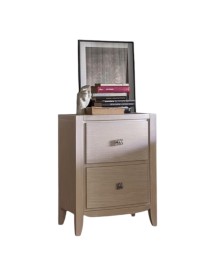 MOBILI 2G - COMODINO 2 CASSETTI DECORO ONDA IN LEGNO MASSELLO L.50 P.37 H.67