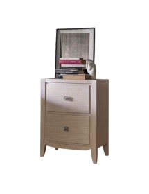 MOBILI 2G - COMODINO 2 CASSETTI DECORO ONDA IN LEGNO MASSELLO L.50 P.37 H.67