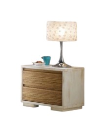 MOBILI 2G - COMODINO IN LEGNO MASSELLO SHABBY 2 CASSETTI L.55 P.38 H. 46﻿ vista frontale