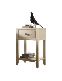 MOBILI 2G - COMODINO 1 CASSETTO DECORO ONDA IN LEGNO AVORIO L.44 P.33 H.67