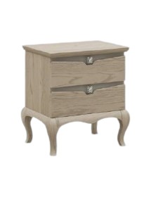 MOBILI 2G - COMODINO 2 CASSETTI MODERNO IN LEGNO FRASSINO GRIGIO 54x39x60 vista frontale