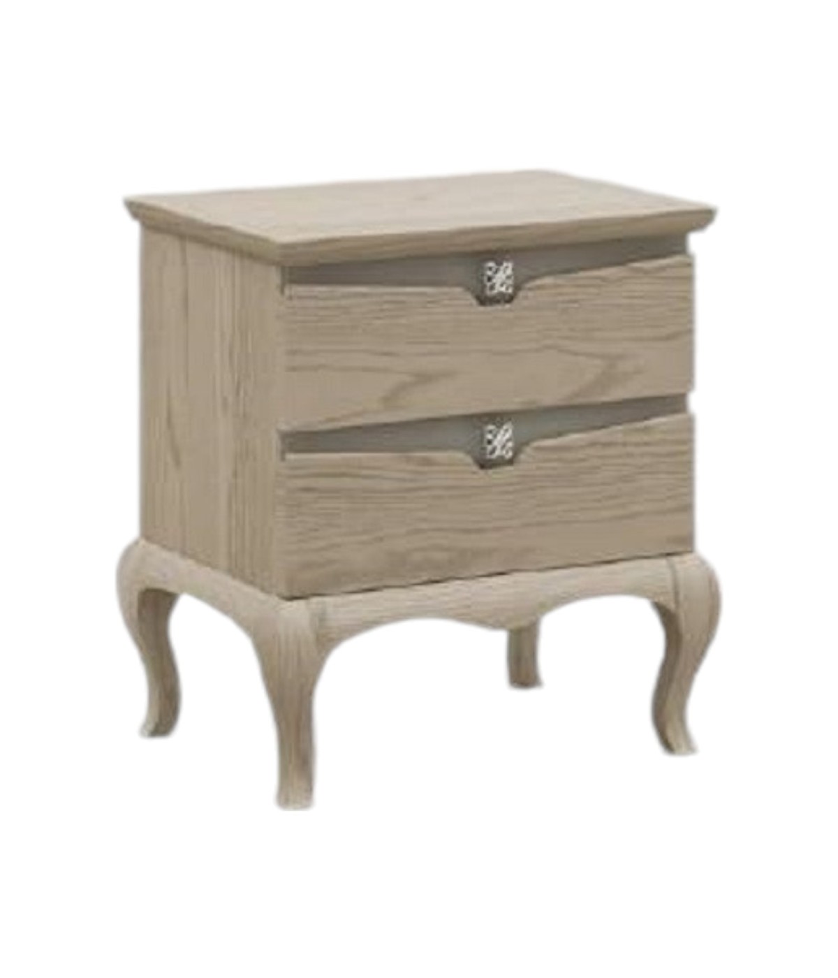 MOBILI 2G - COMODINO 2 CASSETTI MODERNO IN LEGNO FRASSINO GRIGIO 54x39x60 vista frontale