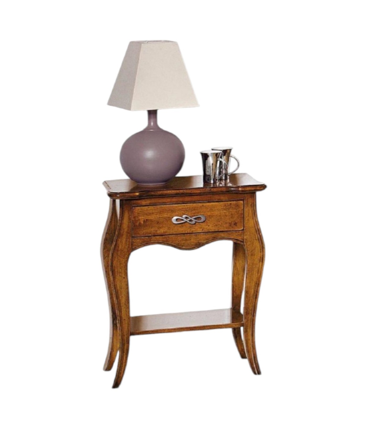 MOBILI 2G - COMODINO CLASSICO IN LEGNO 1 CASSETTO 1 RIPIANO TINTA NOCE  L.54 P.36 H.69