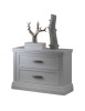MOBILI 2G - Comodino classico 2 cassetti legno shabby bianco 63x39x54 vista frontale