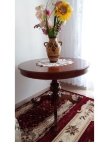Tavolo rotondo allungabile in legno noce Bassano arte povera 120x120 cm