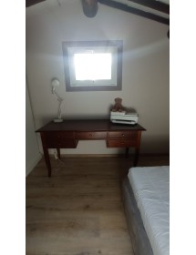 SCRIVANIA IN LEGNO ARTE POVERA 5 CASSETTI TINTA NOCE 130x65x81 (110)
