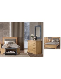 MOBILI 2G - Letto singolo imbottito tessuto legno abete 110X208X124 vista frontale