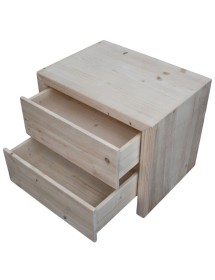 COMODINO CORTINA 2 CASSETTI LEGNO DI ABETE 55X40X45