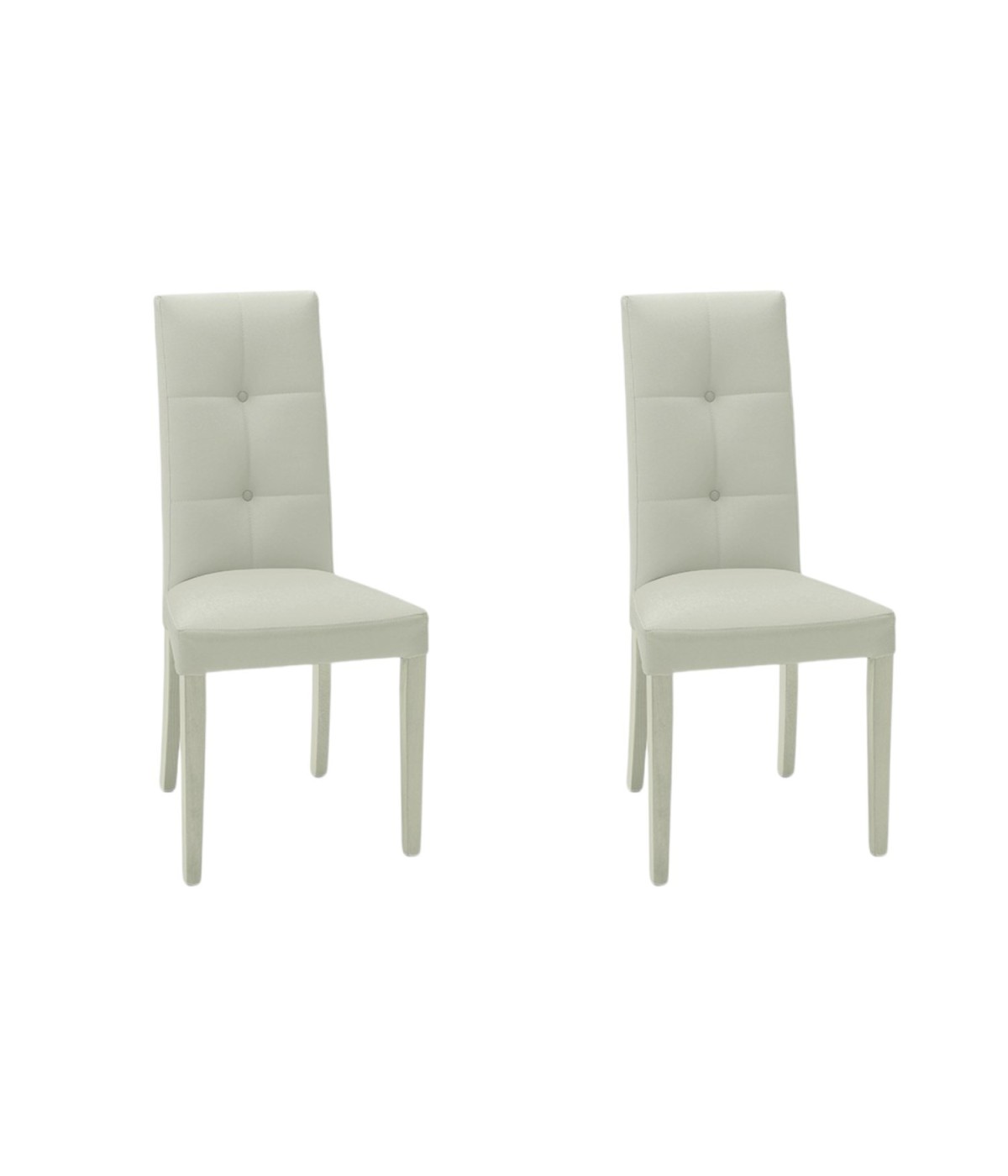 MOBILI 2G - SET 2 Sedie moderne in ecopelle beige con bottoni 46x45x100 vista frontale