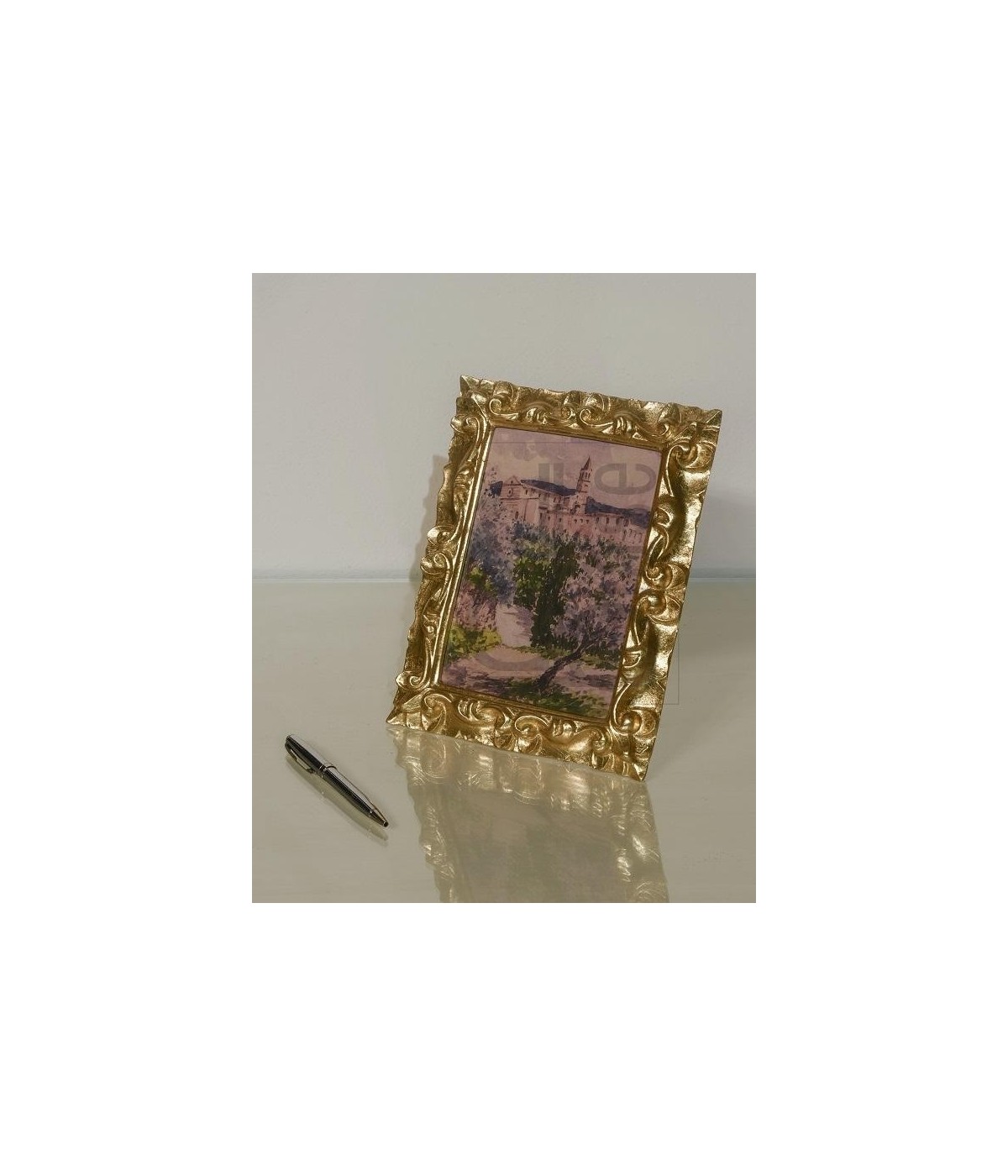 portafoto in foglia oro rettangolare- Misure: l.22 x h.28 x p.2