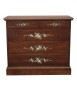 MOBILI 2G - Cassettiera arte povera 5 cassetti legno noce scuro decori 117x51X101 vista frontale