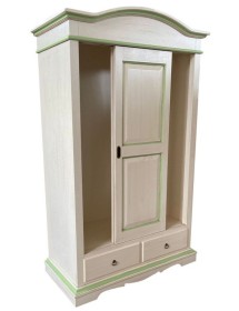 MOBILI 2G - Armadio 2 ante scorrevoli legno shabby avorio anticato filo verde 122X59X200 VISTA FRONTALE
